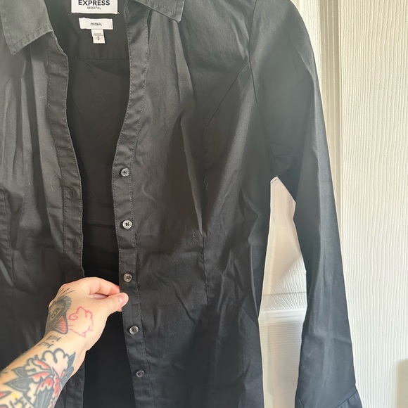 Black womens button up fitted express - Picture 5 of 5